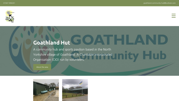 Screenshot of the Goathland Community Hub And Sports Pavilion CIO website