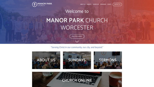 Screenshot of the Manor Park Evangelical Church website