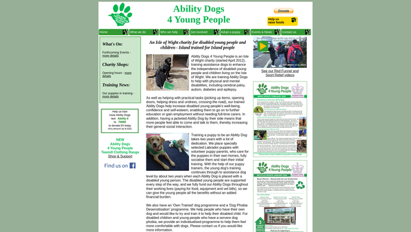 Screenshot of the Ability Dogs 4 Young People Iow website
