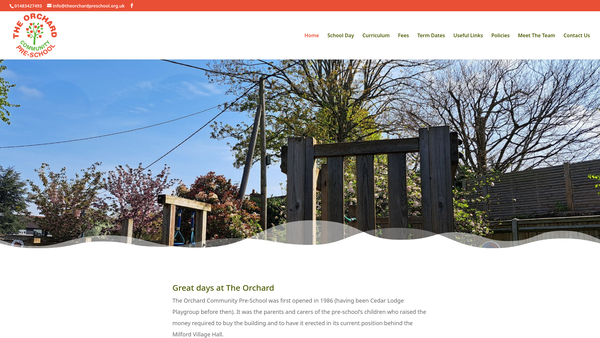 Screenshot of the The Orchard Community Pre-School website