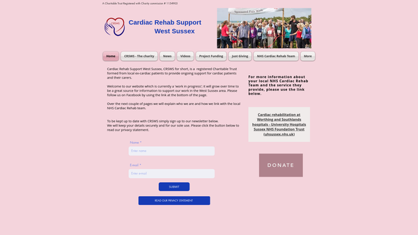 Screenshot of the Cardiac Rehab Support West Sussex website