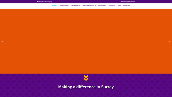 Screenshot of the Home-Start Surrey website
