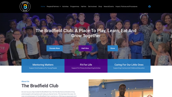 Screenshot of the The Bradfield Club website
