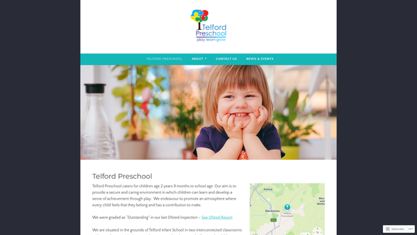 Screenshot of the Telford Preschool website