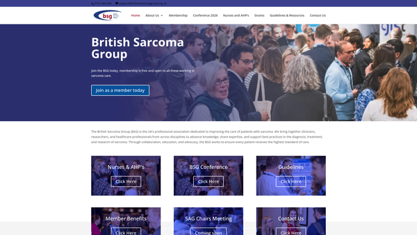 Screenshot of the British Sarcoma Group website