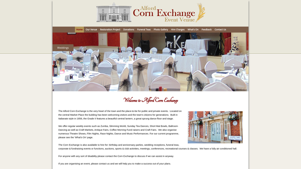 Screenshot of the Alford Corn Exchange Community Group website