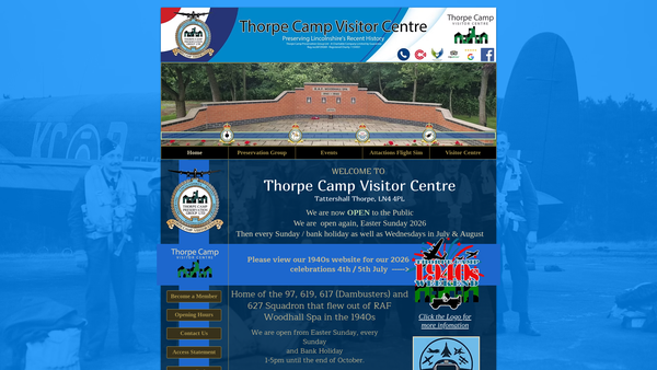 Screenshot of the Thorpe Camp Preservation Group Limited website