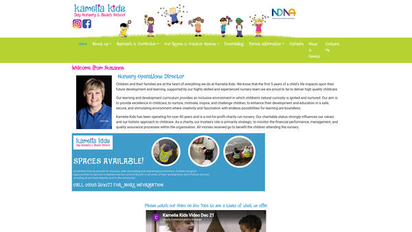 Screenshot of the Kamelia Kids website