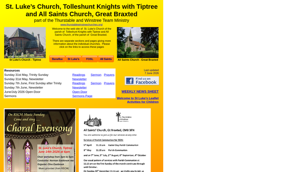 Screenshot of the The Parish of Tiptree with Tolleshunt Knights and Great Braxted website