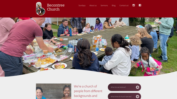 Screenshot of the Becontree Church website