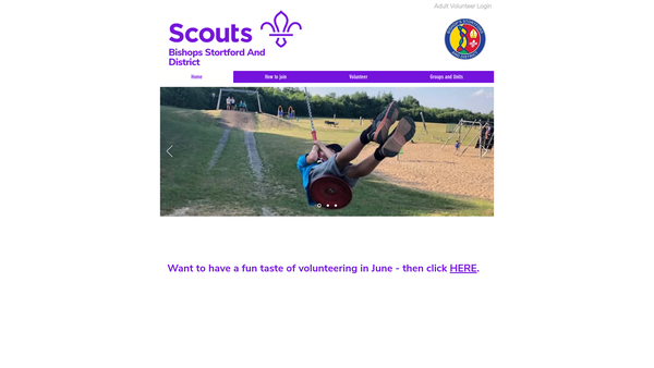 Screenshot of the Bishops Stortford Scout District website