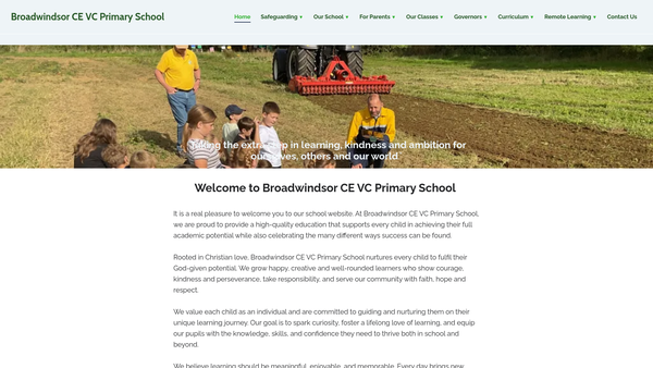 Screenshot of the Broadwindsor Primary School website