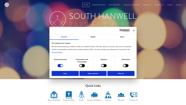 Screenshot of the South Hanwell Baptist Church website