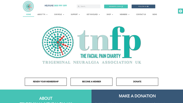 Screenshot of the Trigeminal Neuralgia Association UK website