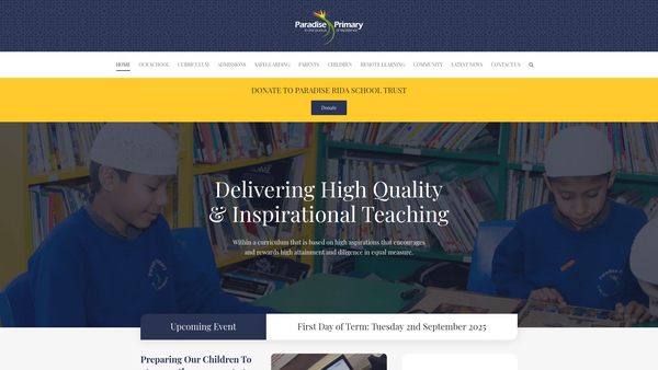 Screenshot of the Paradise Rida School Trust website