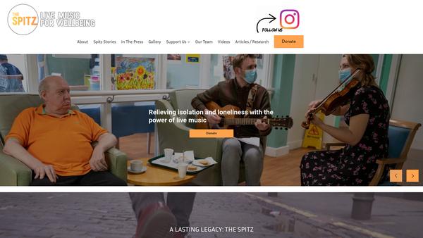 Screenshot of the The Spitz Music Charity website