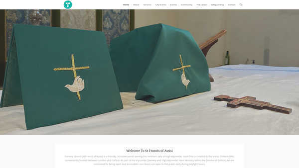 Screenshot of the The Parochial Church Council Of The Ecclesiastical Parish Of St Francis Of Assisi, Terriers, High Wycombe website
