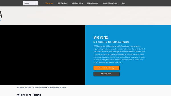 Screenshot of the Gorazde Children's Foundation Bosnia website