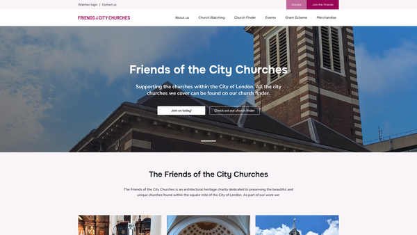 Screenshot of the The Friends Of The City Churches website