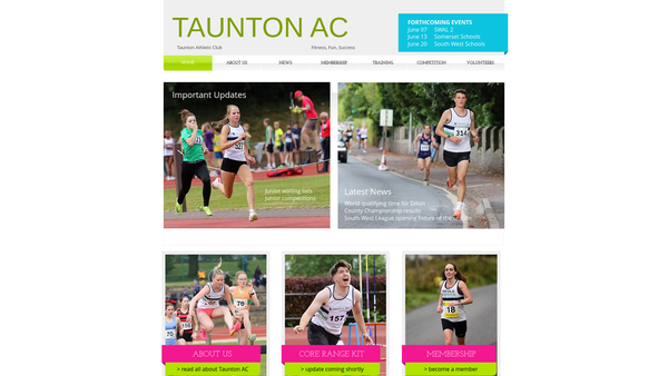 Screenshot of the Taunton Athletics Club website