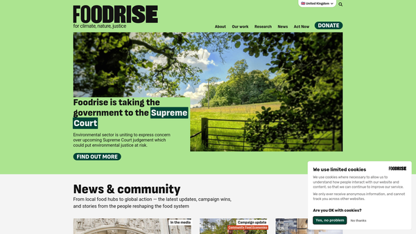 Screenshot of the Foodrise website