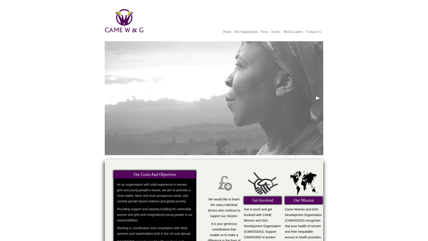 Screenshot of the Came Women And Girls Development Organisation website