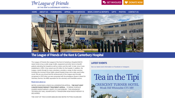 Screenshot of the The League Of Friends Of The Kent And Canterbury Hospital CIO website
