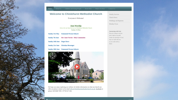 Screenshot of the Chislehurst Methodist Church website