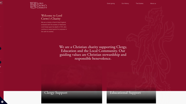 Screenshot of the Lord Crewe's Charity website