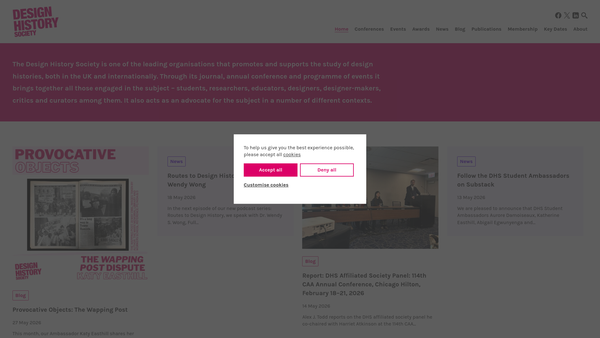 Screenshot of the Design History Society website
