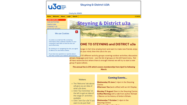 Screenshot of the Steyning And District U3A website