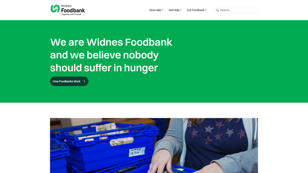 Screenshot of the Widnes Foodbank website