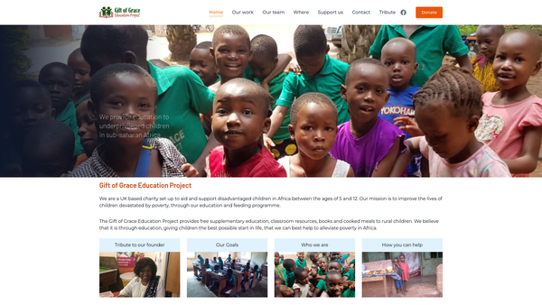 Screenshot of the Gift Of Grace Education Project website
