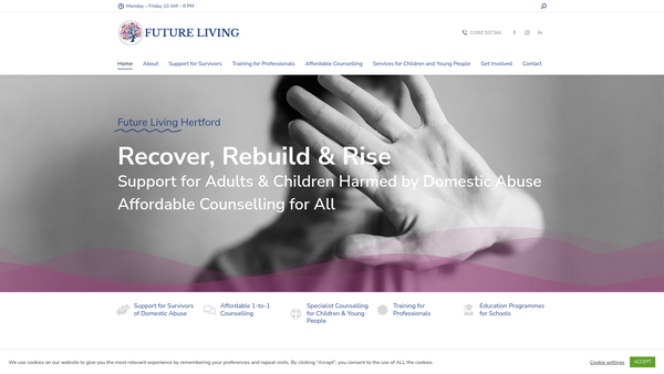 Screenshot of the Future Living Hertford website