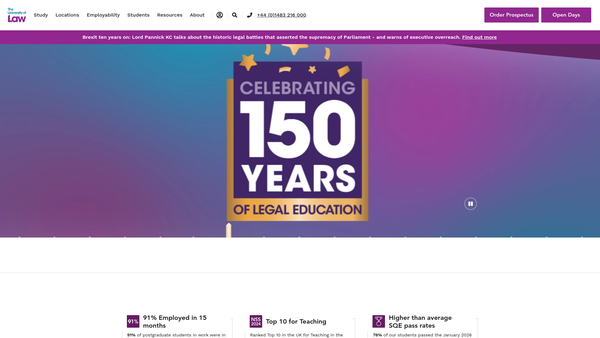 Screenshot of the The University Of Law Scholarship Fund Trust website