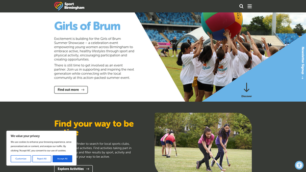 Screenshot of the Birmingham Sport And Physical Activity Trust website
