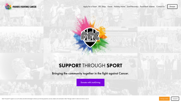 Screenshot of the Friends Fighting Cancer Ltd website