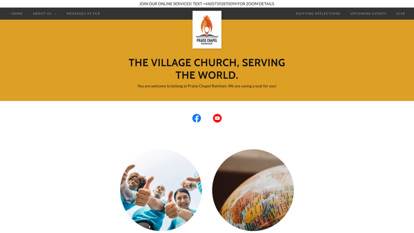 Screenshot of the Praise Chapel Rainham website