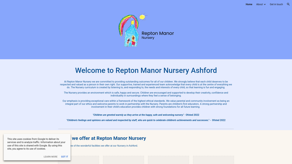Screenshot of the Repton Manor Nursery website