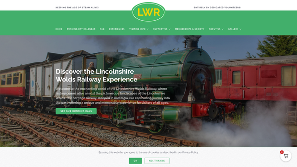 Screenshot of the Lincolnshire Wolds Railway Society website
