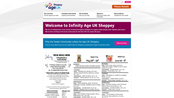 Screenshot of the Age UK Sheppey website