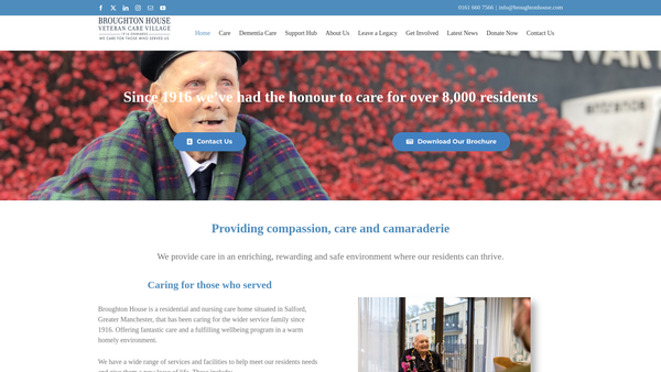 Screenshot of the Broughton House - Veteran Care Village website
