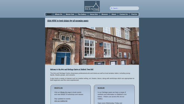 Screenshot of the Baldock Town Hall Group website