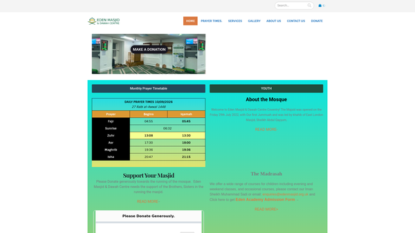 Screenshot of the Eden Academy Coventry website