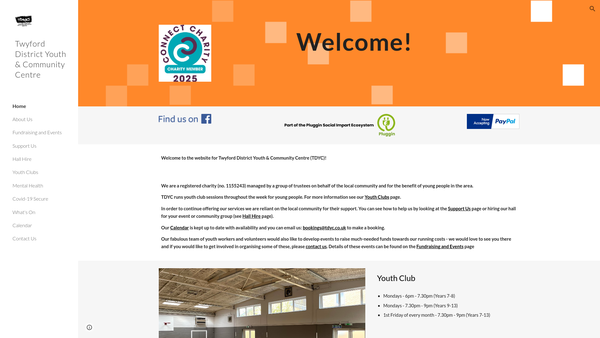 Screenshot of the Twyford District Youth And Community Centre website