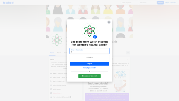 Screenshot of the Welsh Institute For Women's Health website