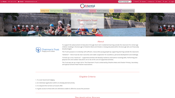 Screenshot of the The Cheshire West And Chester Chairman's Trust website