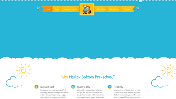Screenshot of the Marlow Bottom Pre-School CIO website