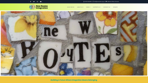 Screenshot of the New Routes Integration website