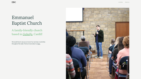 Screenshot of the Emmanuel Baptist Church website